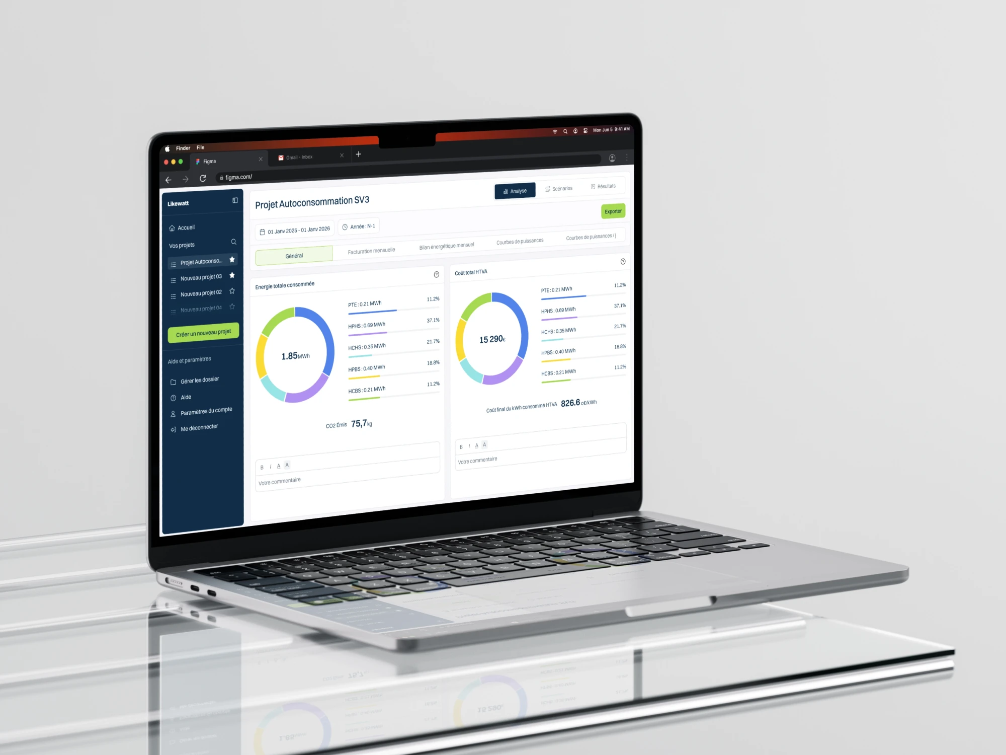 Mockup de l'écran analyse